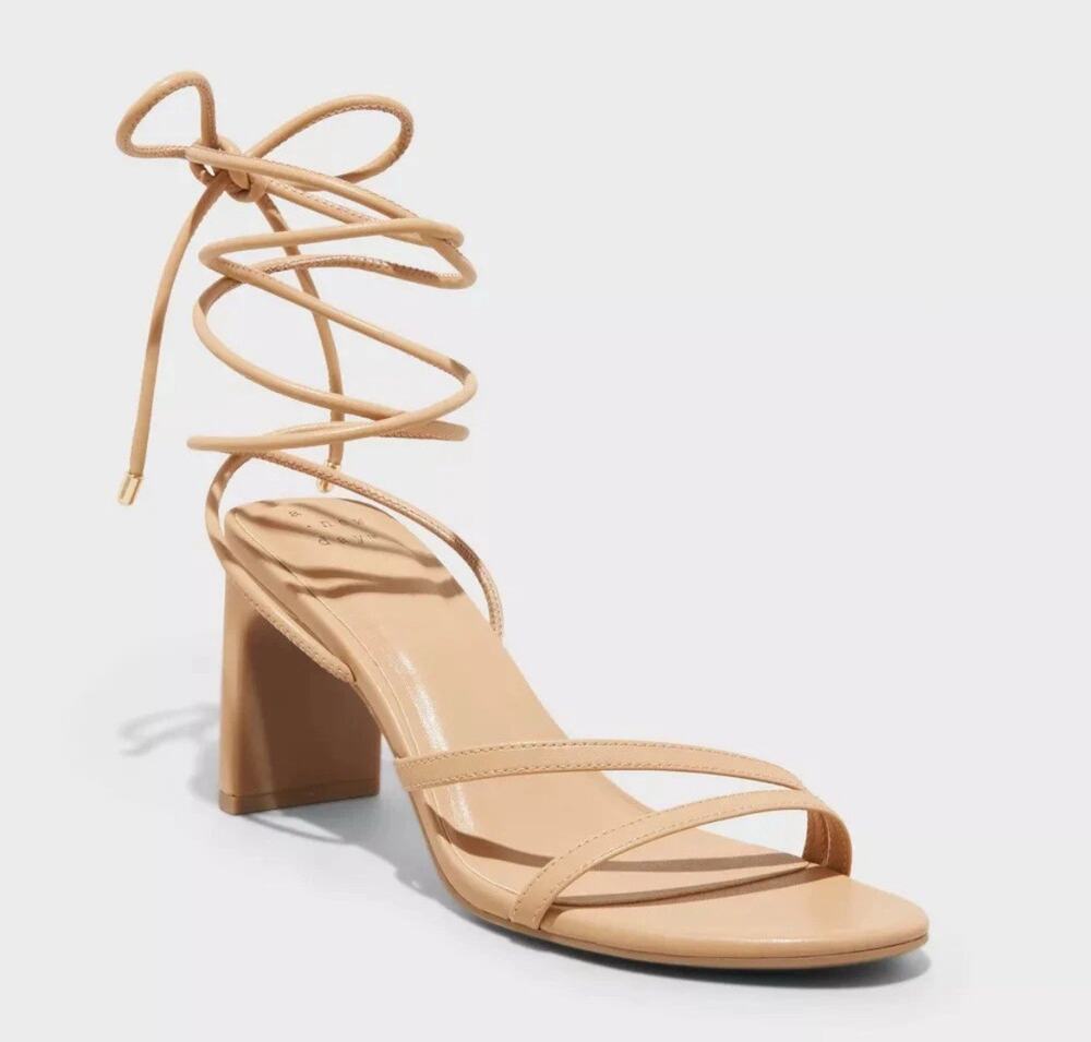 A New Day Women's Lace up High Heels Dress Memory Foam Insole Beige 11 NWT